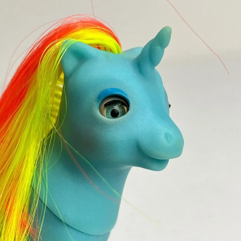 Vintage G1 My Little Pony BBE Baby Ribbon Blue Yellow Orange Hasbro 1985 Flaws